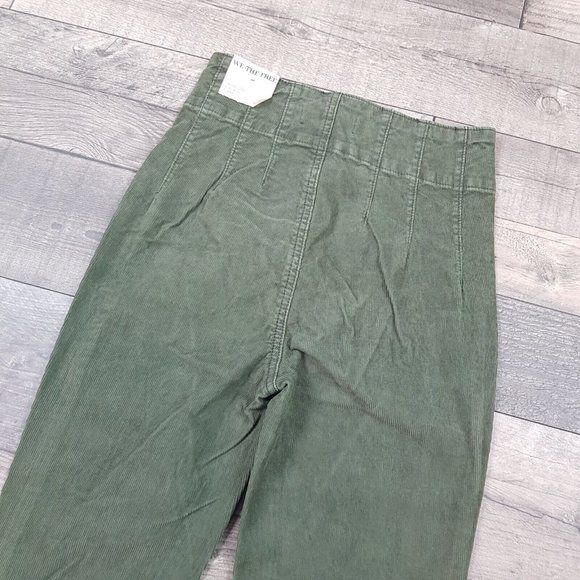 Free People Jayde Corduroy Flare Jeans 25 UK 4 Green High Rise We The Free BN - Picture 5 of 11